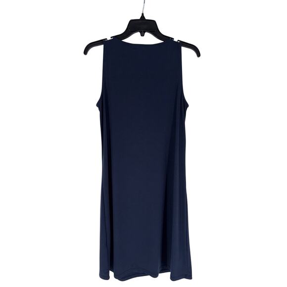 MICHAEL‎ Michael Kors Tank Dress Buckle Accent Navy Large Sleeveless Draped Neck - Picture 4 of 8